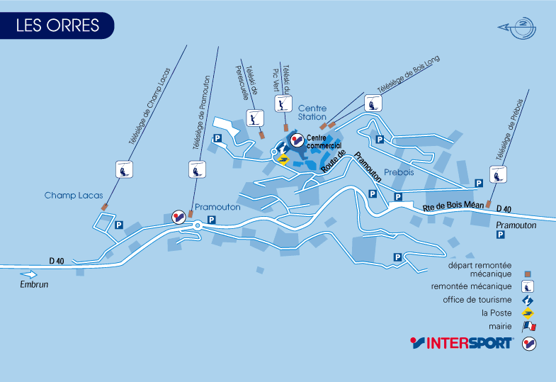 Intersport Les Orres Centre Station 1650 map